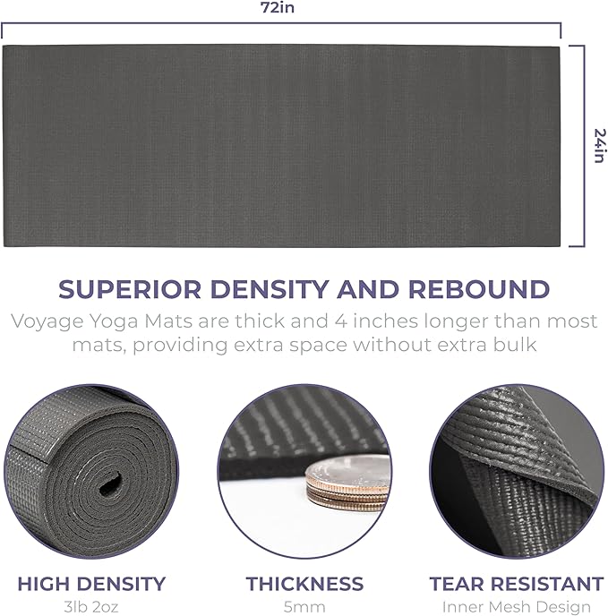 Sunshine Yoga Voyage Yoga Mat, 10 Pack, 72" x 24" Professional Studio and Gym Bulk Yoga Mats, 5mm Thick, Durable, Anti-Tear, Non Slip Fitness and Exercise Mats