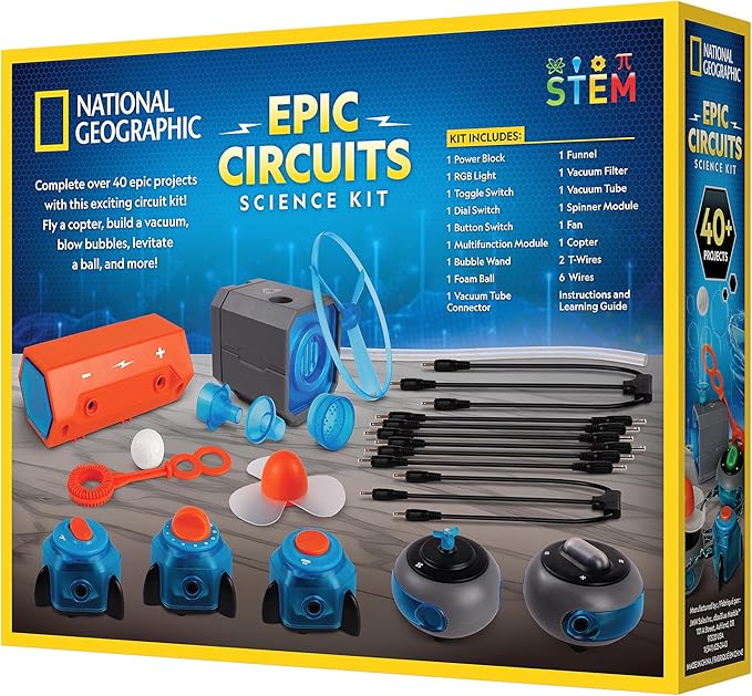 National Geographic Circuit Maker - Electronics Kit for Kids with 40 Electrical Circuit Projects, Electric STEM Toy