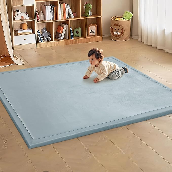 MABOZOO Extra Thick 1.3 Inch Baby Play Mat, 74 * 50 Inch Baby Floor Mat Memory Foam Playpen Pad for Babies, Toddlers, Infants, Playmat Crawling Cushion Activity Playmat for Indoor & Outdoor