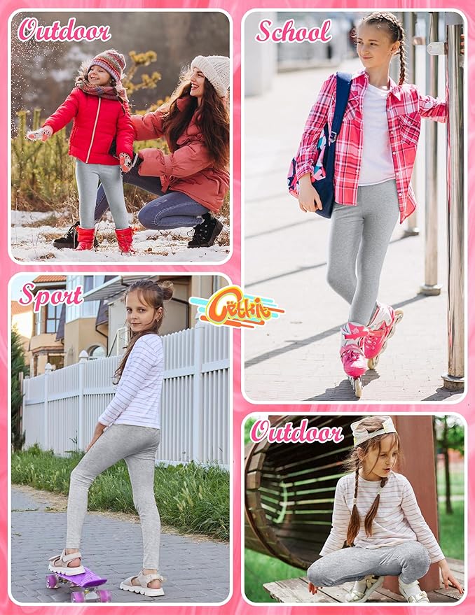 Girls Leggings Cotton Leggings for Toddler Footless Girls Pants Stretchy Baby Girl's Pants Infant Basic Leggings Size 6M -14Y