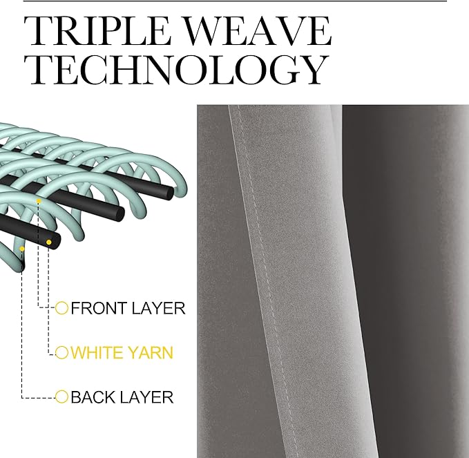 NICETOWN Chrome Gray Bedroom Curtains 63 inch Length 2 Panels, Grommet Window Treatment Thermal Insulated Solid Faux Silk Room Darkening Drapes for Kids Room, W52 x L63