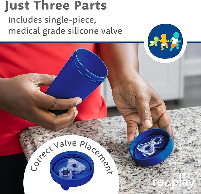Re-Play Sippy Cups for Toddlers - 10 Oz. Reusable Spill Proof Cups for Kids, Dishwasher/Microwave Safe - Made in USA - Set of 4-3.13" x 6.25" - True Blue