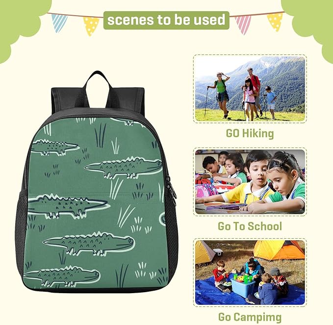 Toddler Backpack Cute Alligator Crocodile Waterproof Mini Backpack Boys/Girls Cute Small Backpack Kindergarten Pre School Bags (S)