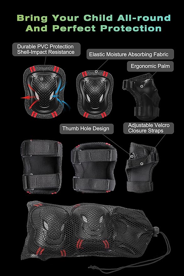 XJD Kids Bike Helmet,Multi-Sport Protective Gear Set for 3-5-8-14 Years Boys Girls with Knee and Elbow Pads Wrist Guards fit Roller Skates,Cycling,Skateboarding,Skating Scooter