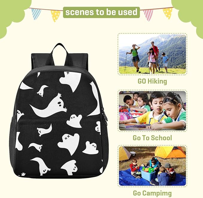 Toddler Backpack Halloween Ghost Waterproof Mini Backpack Boys/Girls Cute Small Backpack Kindergarten Pre School Bags 11 Inch
