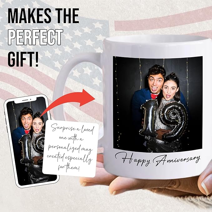 Custom Mug Upload Your Picture Personalized Coffee Mug with Photo Text Name Customized Cup Unique Ideas Gifts for Men Women Mom Dad Girlfriend Halloween Christmas Thanksgiving