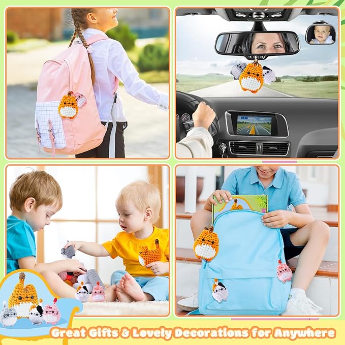 Crochet Kit for Beginners-4PCS Cat Crochet Kits for Adults, Crochet Starter Kit with Step-by-Step Video Tutorials, Crochet Animals Kits DIY Craft Knitting Kit Learn to Crochet Kits for Adults