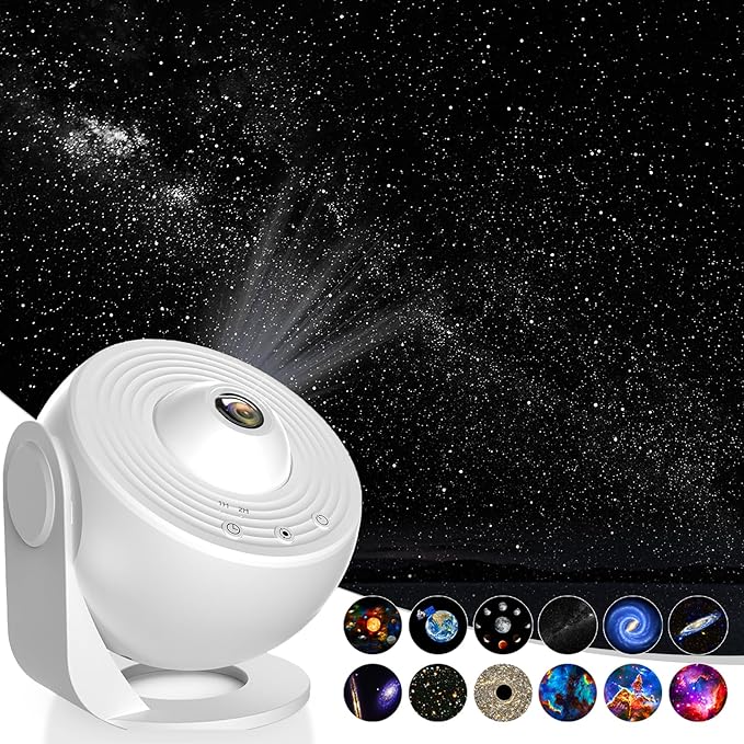 Star Projector, Planetarium Projector for Bedroom Ultra Clear Galaxy Night Light with 4K Replaceable 13 Galaxy Discs 360 Degree Rotation Real Sky Light for Kids Room Birthday Valentines Gift