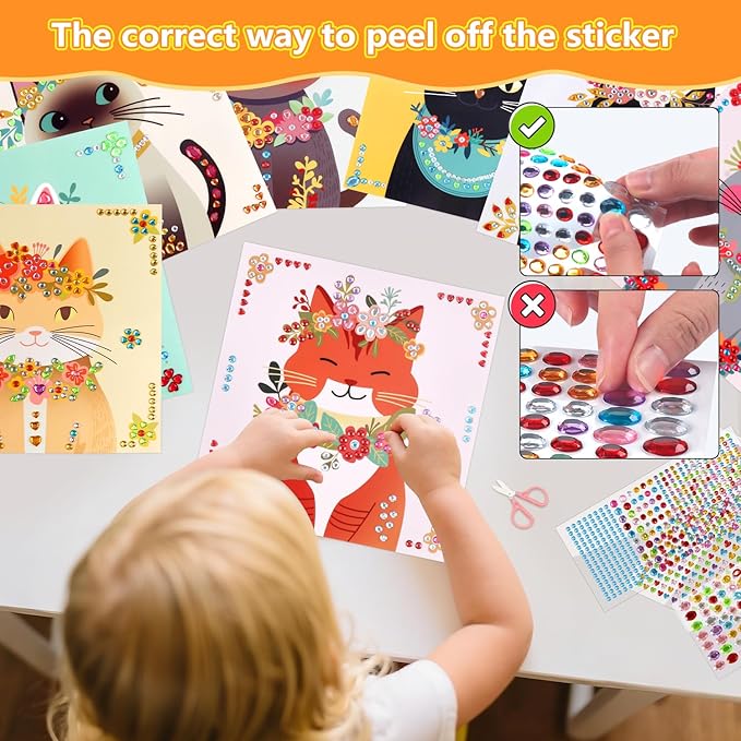 Marlrin Cats Craft Kits for Kids Ages 4-8, Arts and Crafts Kits,Craft Kit for Girls 6-8,Diamond Painting Toys for Girls 5-7,Birthday and Christmas Gift for Kids Ages 3, 4, 5, 6, 7, 8