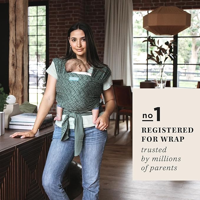 Moby Baby Wrap Carrier Classic for Newborns to Toddlers (8-33lbs), Infant Sling Carrier, Lightweight & Hands Free Design, Adjustable for All Body Types (Olive Etch)