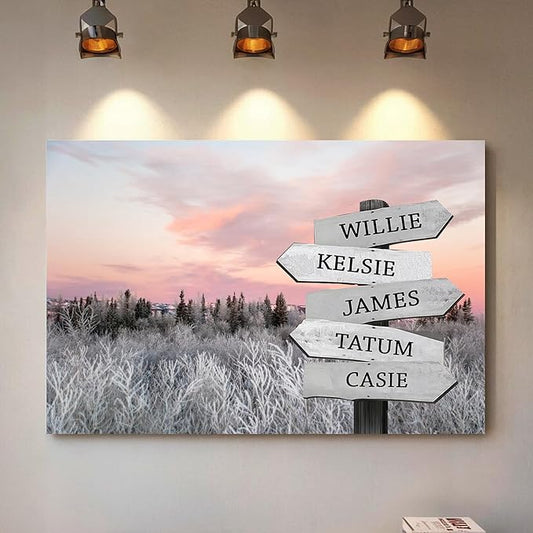 Personalized Gifts for Mom Family Names Street Custom Multi-Name Date of Birth Vintage Street Sign Happy Mothers Day Canvas Wall Art Best Christmas Gifts for Mommy from Daughter Son Children Kids #20