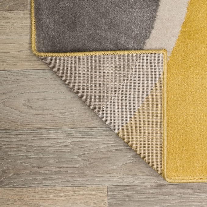 Rugshop Contemporary Abstract Circles Easy Maintenance for Home Office,Living Room,Bedroom,Kitchen Soft Area Rug 5' 3" x 7' 3" Yellow