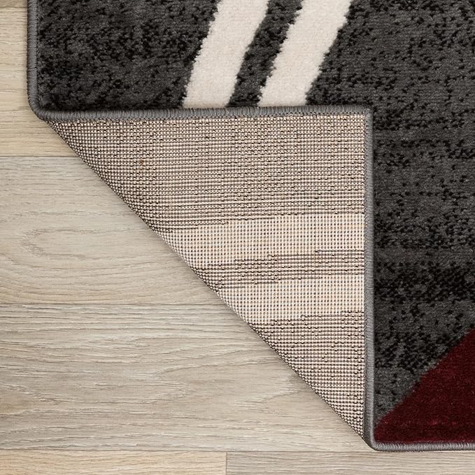 Rugshop Modern Wavy Circles Design Runner Rug 2'7" x 12' Red