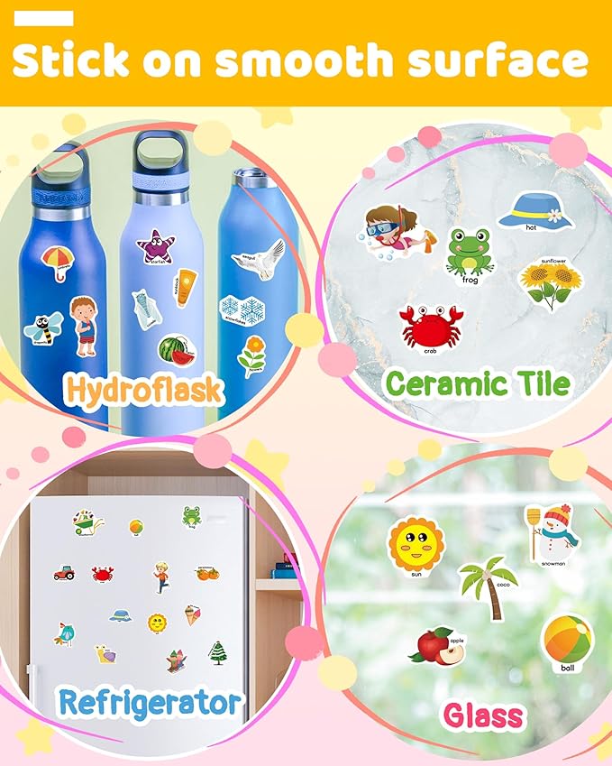 Benresive Reusable Sticker Book for Toddlers 2-4 Years, Fun Travel Stickers for Kids, Waterproof Sticker Books for Toddlers 1-3, Crafts Activities for Todddlers 1-3 2-4 3-5 - Season