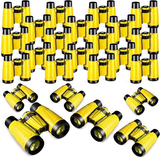 Libima 24 Pcs Binoculars for Kids Educational Compact Kids Binoculars with Neck String Toddler Telescope for Boys Girls Learning Bird Watching Camping Hiking Travel Safaris Birthday Gifts(Yellow)