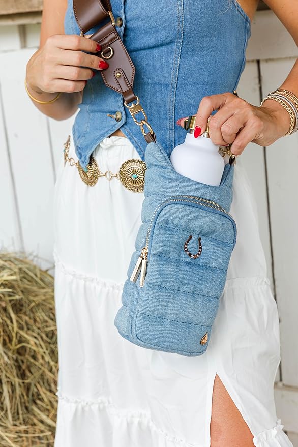 WanderFull® Original HydroBag® Collection, Water Bottle Holder w/Strap & Phone Pocket, Hands-Free Crossbody Water Bottle Bag