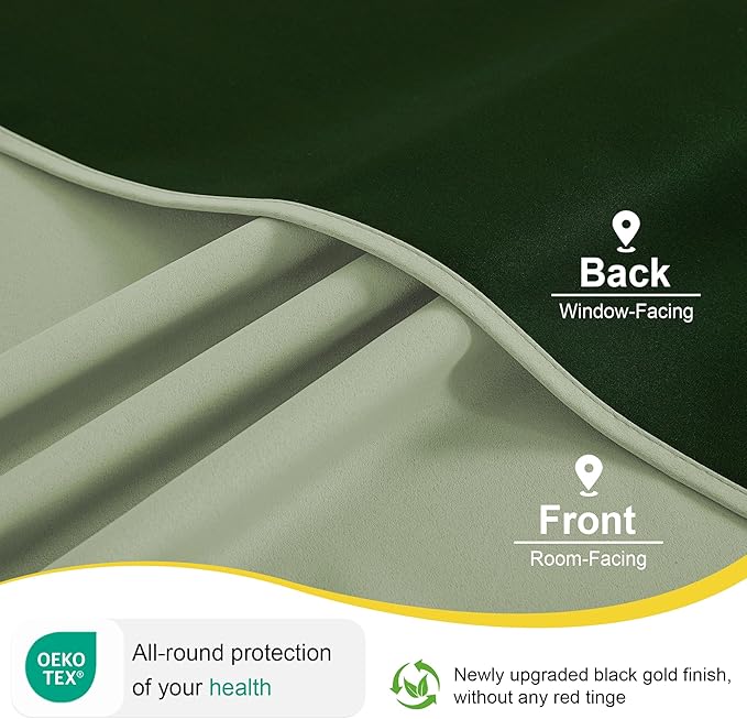 NICETOWN 100% Blackout Curtains for Bedroom - Grommet Privacy Window Treatment Drapery for Hotel & Rental Hous, Thermal Insulated Plylux Curtains for Living Room, 1 Pair, 52" W x 95" L, Olive Green