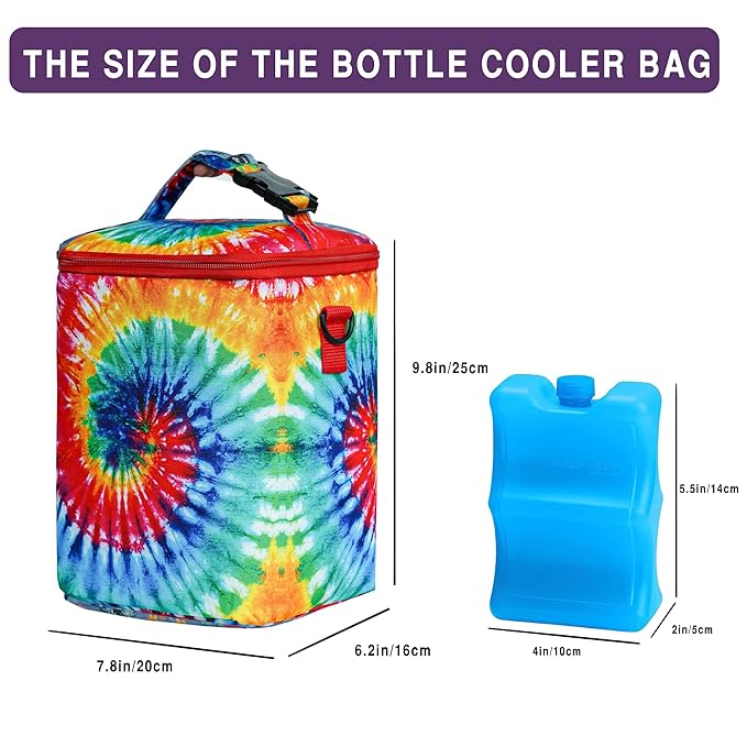 Breastmilk Cooler Bag with Ice Pack - Fits 4 Bottles Up to 9 Ounce - Insulated Baby Bottle Cooler on The Go with Strap