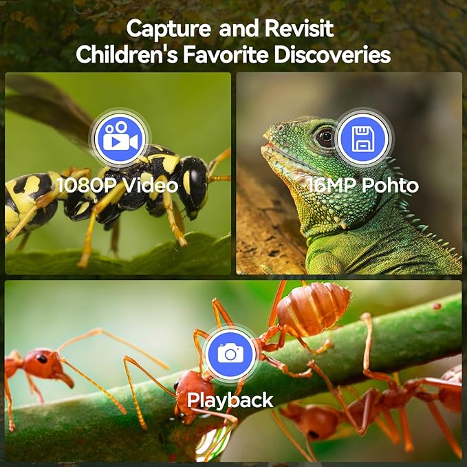 TOMLOV P30 Microscope for Kids, Portable 1000X Slides Digital Microscope with 2" Screen, HD 16MP Camera & 1080P Video, Pocket Coin Magnifying Glass with Light, Mini Handheld Magnifier for Trichome