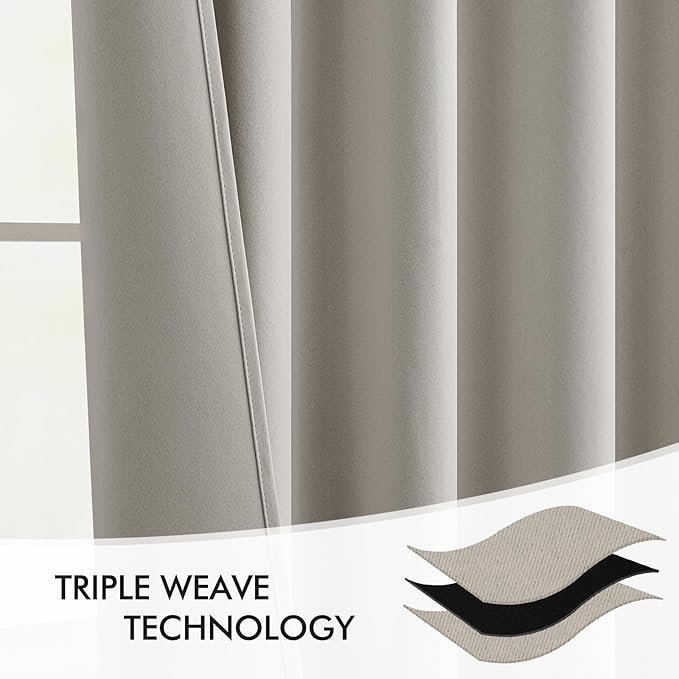 MIULEE Natural Back Tab Blackout Curtains 120 Inch Long 2 Panels Set for Bedroom, Rod Pocket/Pinch Pleated Extra Long Thermal Insulated Living Room Darkening Light Blocking 10FT Drapes