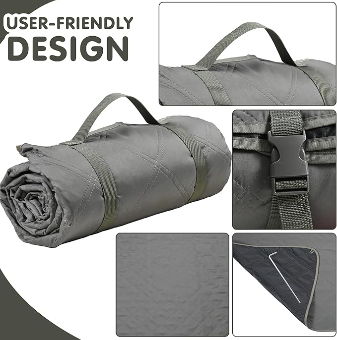 Waterproof Picnic Blanket 80 * 80 in Portable with Carry Strap for Beach Mat or Family Outdoor Camping Party, Park Blanket for Grass Park, Hiking, Travel