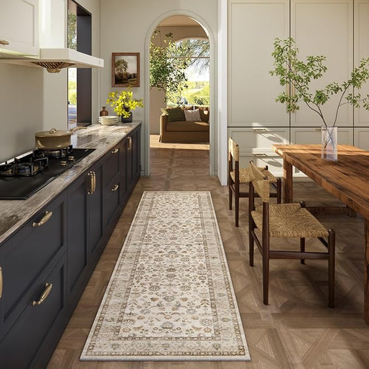 Washable Runners for Hallways Kitchen Rug: 2'6"x8' Kitchen Runner Stain Resistant Non Slip Low Pile Soft Carpet Runners for Hallways Bedroom Entryway Indoor Beside Bathroom Laundry Room