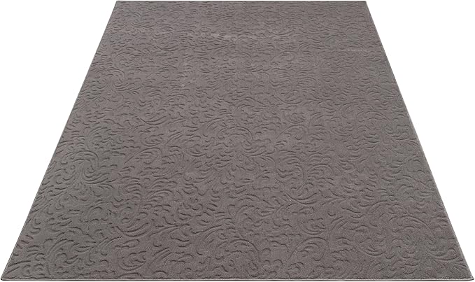 Non-Slip Washable 5x7 Area Rugs for Living Room Bedroom, Ultra Soft Bedside Rug, Indoor Floor Carpet for Kids Girls and Boys, Dorms, Nursery Rooms, Non-Skid Area Rug, Flower Grey, 5' x 7'