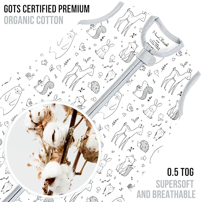 Mama Cheetah Baby Sleep Sack 0.5 TOG, Organic Cotton Baby Wearable Blanket with Two-Way Zipper, Swaddle Transition Baby Sleeping Bag for Newborn Infant Toddler Boy Girl, 18-24 Months