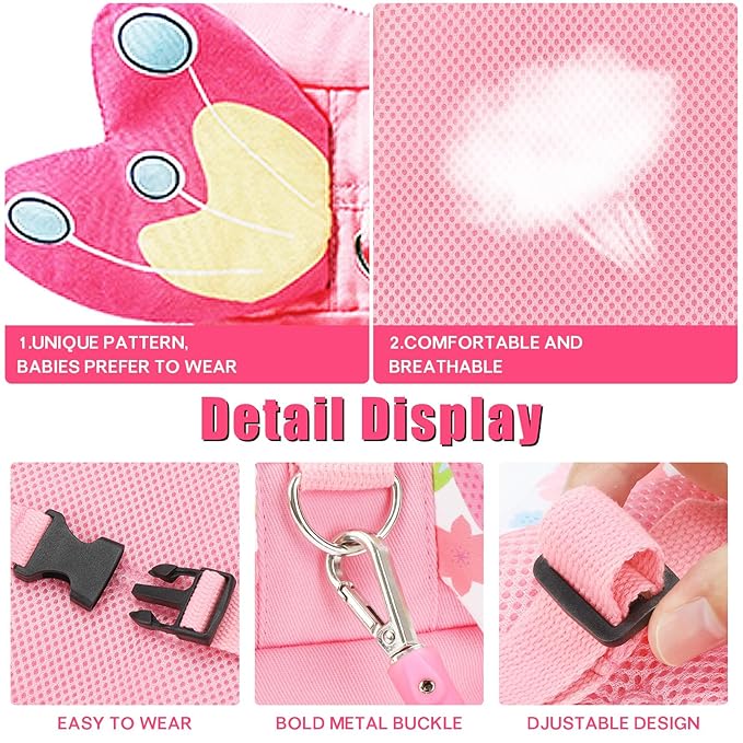 Toddlers Leash + Anti Lost Wrist Link Child Kids Safety Harness Kids Walking Wristband Assistant Strap Belt for Girl Pink Christmas Gift (PINK2)