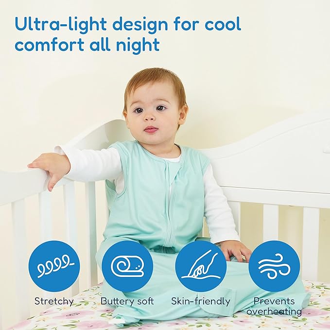 TotAha Sleep Sack 6-12-15 Months 3-Pack, Stretchy, Buttery Soft, Swaddle Transition Sleeping Bag, 2-Way Safe Zippers, Silky Comfort Baby Wearable Blanket for girl boy 0.5 TOG