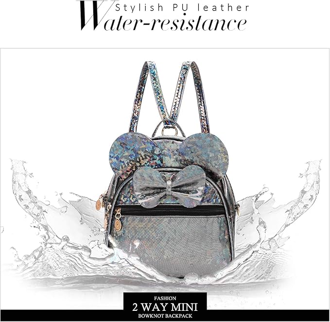 KL928 Girls Bowknot Polka Dot Cute Mini Backpack Small Daypacks Convertible Shoulder Bag Purse for Women