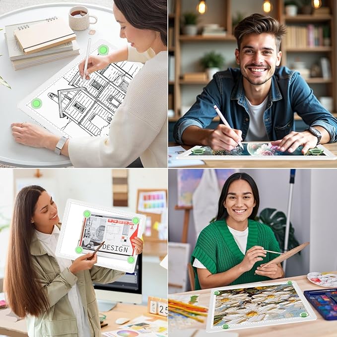 KOBAIBAN A3 Magnetic Light Pad with Bag, Rechargeable Diamond Art Light Board with Side Physical Buttons, 3 Color Light Modes Super Bright Light Table Light Box for Tracing, Drawing, Sketching (White)