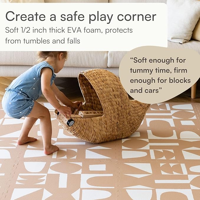 Lillefolk Baby Play Mat for Floor – 6x8ft Terracotta | Soft Non Toxic Premium EVA Foam Tiles for Tummy Time, Crawling & Playroom – Waterproof Interlocking Floor Mat for Babies & Toddlers (12 Tiles)
