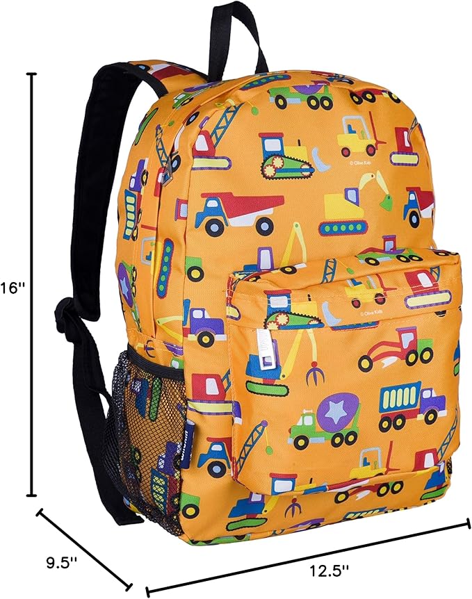 Wildkin 16-inch Kids Backpack – Durable, Padded & Spacious School Bag for Boys & Girls - Under Construction