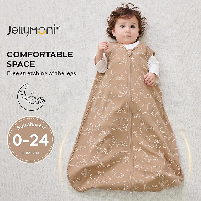 JELLYMONI Baby Sleep Sack 12-18 Months 0.5 Tog Wearable Blanket for Baby, 100% Cotton 3 Pack Infant Toddler Sleeping Sack Lightweight Soft 2-Way Zipper Sleepsack