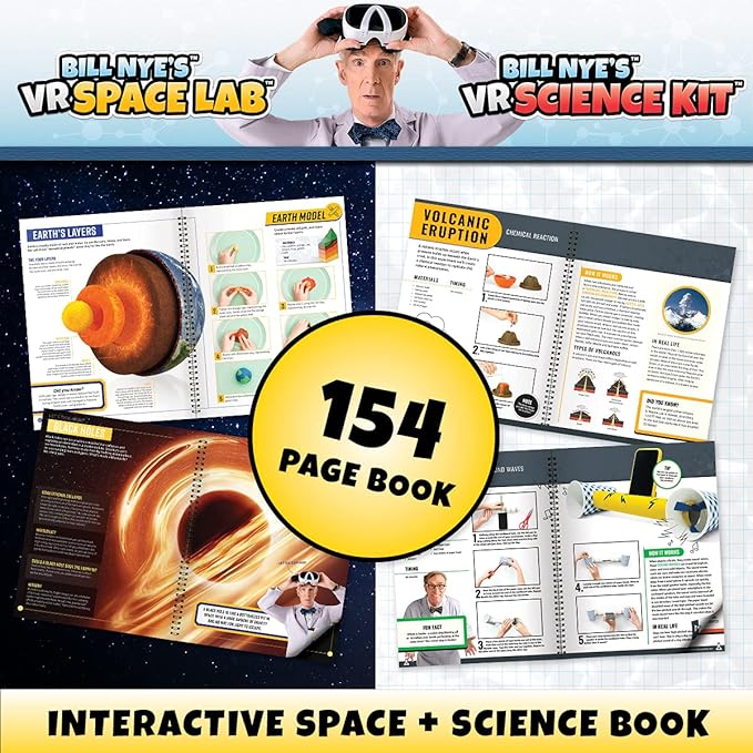Bill Nye's VR Science Kit and VR Space Lab - Virtual Reality Kids Science Kit, Book and Interactive STEM Learning Activity Set (2 in 1 Combo Pack) - for Ages 8 and Up [Packing May Vary]