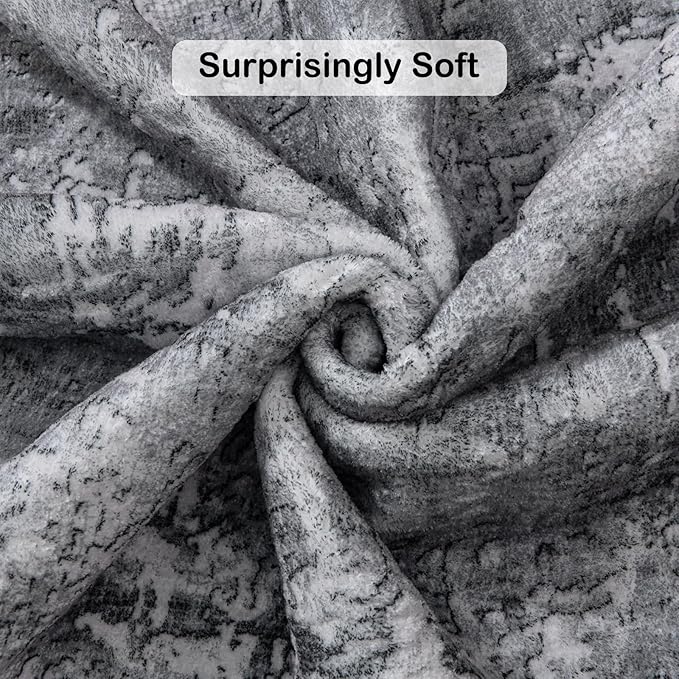 Area Rug Living Room Rug, 5x7 Modern Abstract Washable Rug Black Non Slip Foldable Faux Wool Vintage Carpet, Fluffy Non-Shedding Rugs for Living Room, Bedroom, Dining Room, Kids Playroom