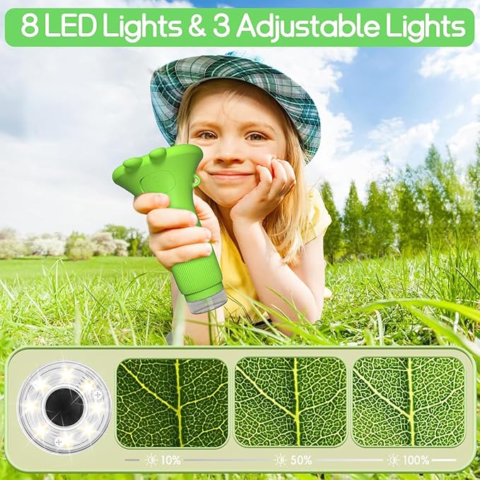 Kids Microscope Pocket Microscope -1000X Portable Microscope for Kid | Photo and Video Mini Microscopes | 2'' Digital Little Scientist Microscopes for 3-10 Age Years Old Boys Girls Toys Gifts (Green)