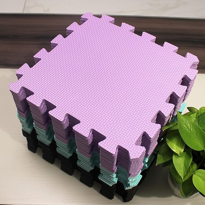 MQIAOHAM® 25 Pieces Puzzle Play Mats, Soft Baby Play Mat, Kids Interlocking Foam Floor Tiles, Toddlers Carpet Playmats G301025-104108111