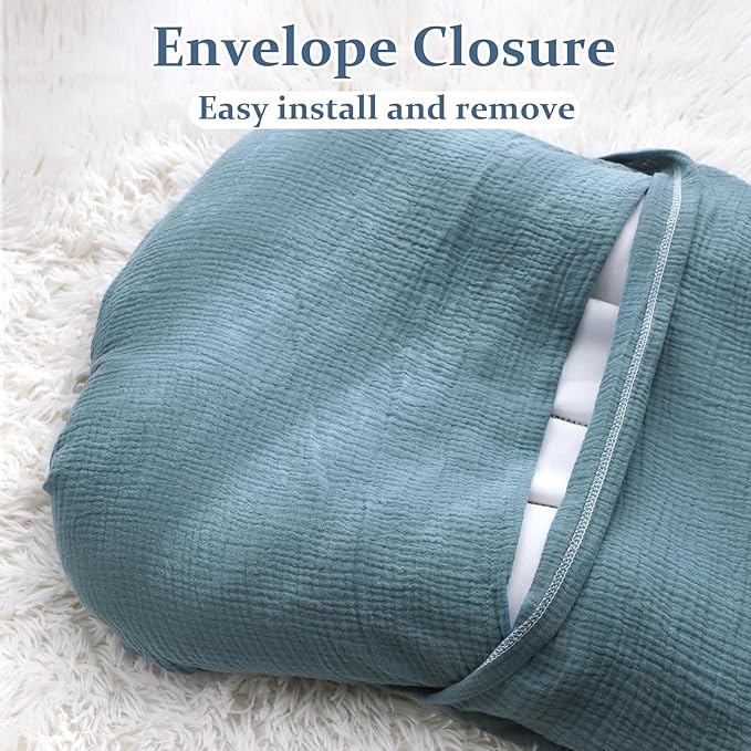 Muslin Baby Lounger Cover Soft Organic Cotton Slipcover Fits Newborn Lounger for Baby Boys and Girls (Blue)