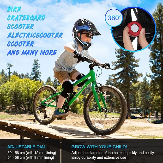 Lixada Kids Bike Helmet Adjustable Detachable Full Face Helmet for Cycling Helmet for Children Bicycle, Skateboard, Scooter, Protective Gear (20.5-22 Inches)