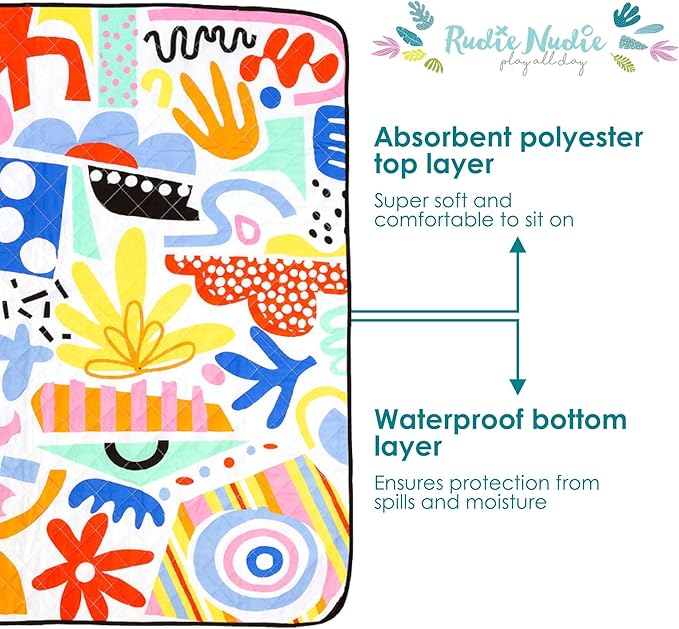 Jumbo Picnic Rug, Large Picnic Mat, 6'7" x 6'7", Outdoor Waterproof Picnic Blanket Beach Mat, Foldable & Waterproof, Picnic Blankets Ideal for Beach & Park, Outdoor Blanket, Pop Pip Pow