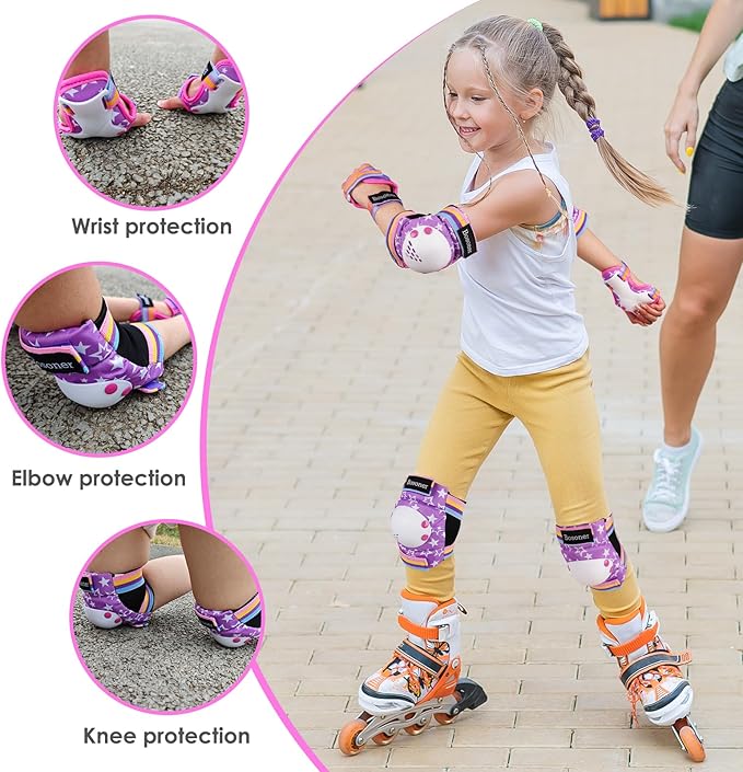 BOSONER Kids/Youth Knee Pad Elbow Pads for Roller Skates Cycling BMX Bike Skateboard Inline Rollerblading, Skating Skatings Scooter Riding Sports