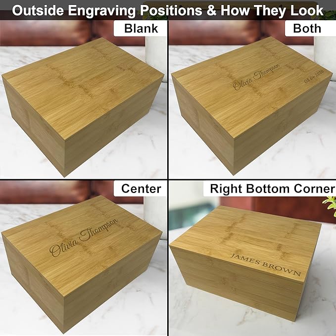 Personalized Wooden Keepsake Box with Hinged Lid, Unique Memory Box with Custom Message, Large Decorative Storage for Keepsakes, Romantic Couple Gift on Anniversary or Wedding, 11x8x4,75 in