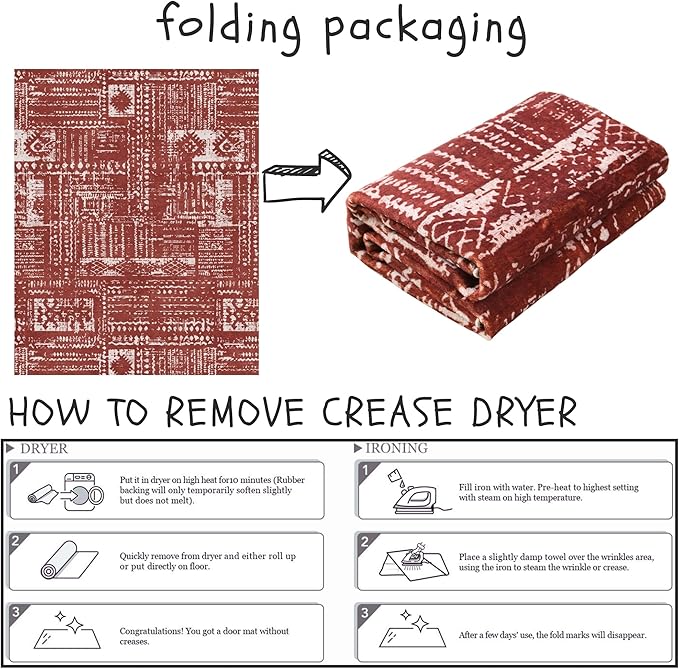 Living Room Rug 5x7 Rug Machine Washable Boho Area Rug Non Slip Moroccan Vintage Low Pile Large Rugs for Living Room, Bedroom, Farmhouse, Dining Room, Kids Playroom(Terracotta)