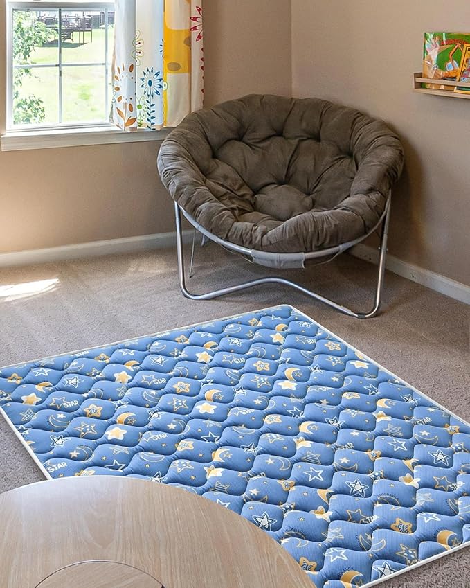 Odorless Premium Foam Baby Play Mat 47" x 47", Soft Microfiber Fabric Crawling Mat for Floor- Comfortable and Hypoallergenic, Non-Slip Cushioned Floor Playpen mat for Infants,Babies,Toddlers