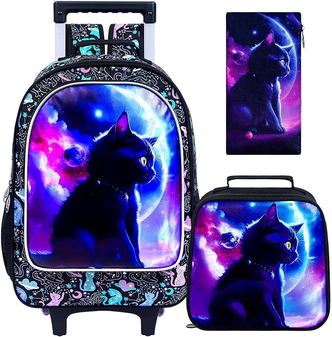 Kids Rolling Backpack for Girls, Roller Wheeled Bookbag - Wheeled Elementary School Bag