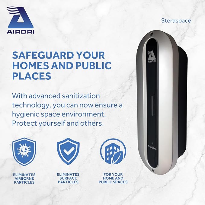 SteraSpace Washroom + Air, Provides Protection for a Clean and Fresh Environment for Offices, Factories, Sluice Rooms, and Baby Change Facilities Up to 430 sq. ft.