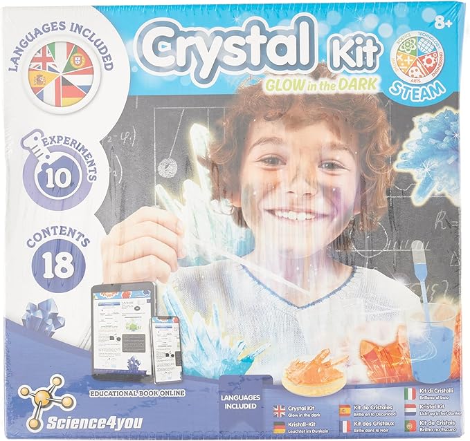 Science4you - Crystal Growing Kit for Kids Age 8+ - Chemistry Set with 10 Science Experiments for Kids Including Growing Crystals and Gem Stones, Geology Gifts for Kids, Science Kits for Kids Age 8