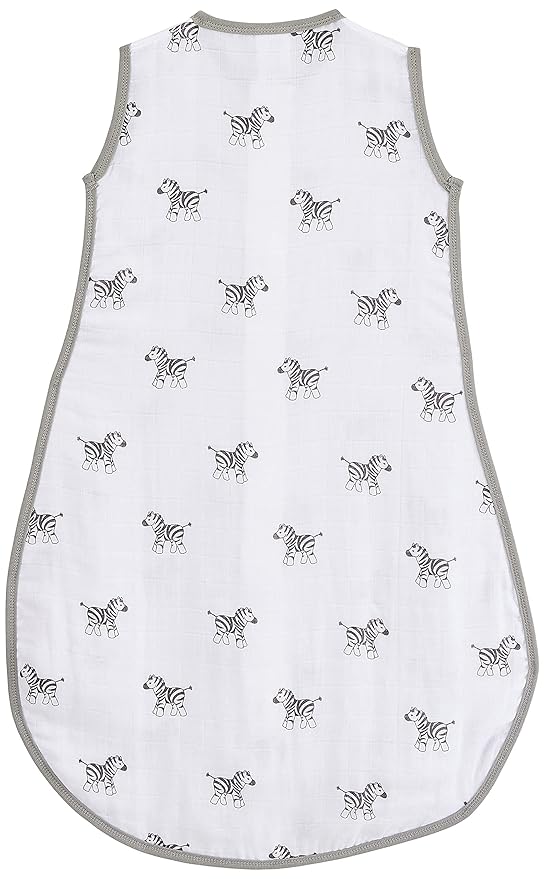 Amazing Baby Cotton Muslin Sleeping Sack, For Baby Boy or Girl, Wearable Blanket with 2-way Zipper, Zebras, Black, Medium (6-12 Month)